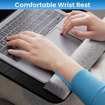 HASTHIP® Laptop Top Table On Knee,Mobile On-Knee Desk with Mouse Pad,Tablet & Phone Slot Arm Wrist Rest Backside Soft Table Riser Design Writing Desk Mobile On Knee Wooden with Handle