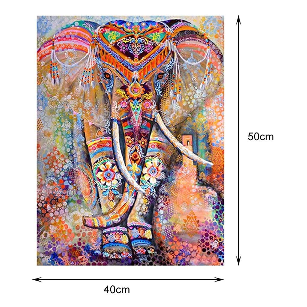 HASTHIP Colorful Elephants DIY 5D Diamond Painting Full Kits, Full Drill Diamond Painting Kits Crystal Embroidery Pictures Cross Stitch Art Craft for Home Decor (Red)