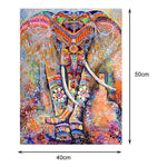 HASTHIP Colorful Elephants DIY 5D Diamond Painting Full Kits, Full Drill Diamond Painting Kits Crystal Embroidery Pictures Cross Stitch Art Craft for Home Decor (Red)