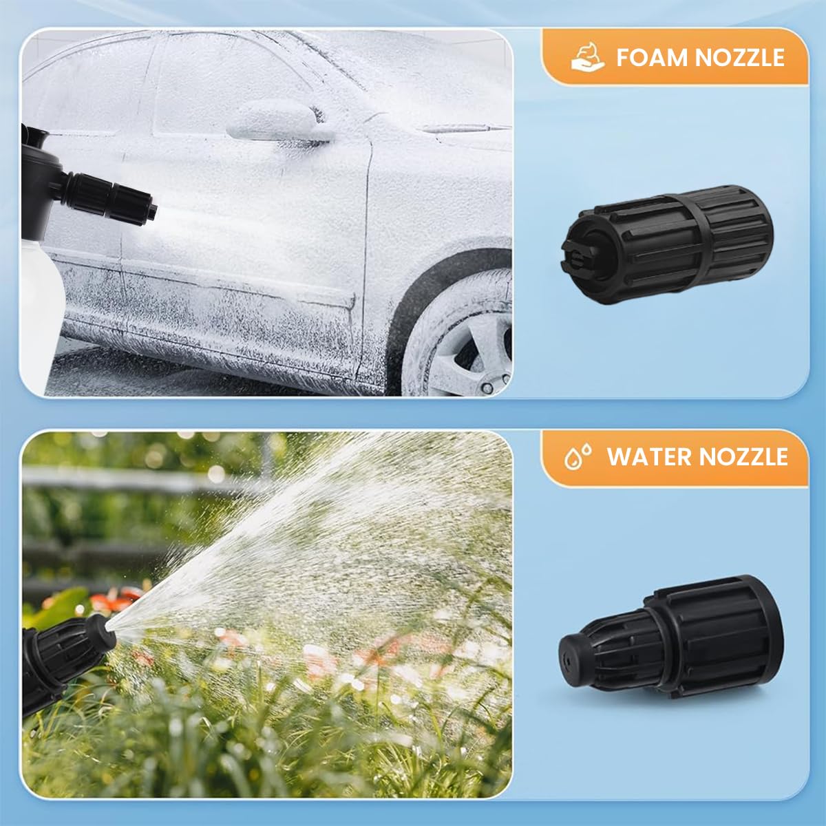HASTHIP® 2L High Pressure Manual Foam Spray Durable Plastic & Safety Valve Car Foam Sprayer 2 Nozzles for Versatile Use Ideal for Car Washing, Plant Watering, Household Cleaning