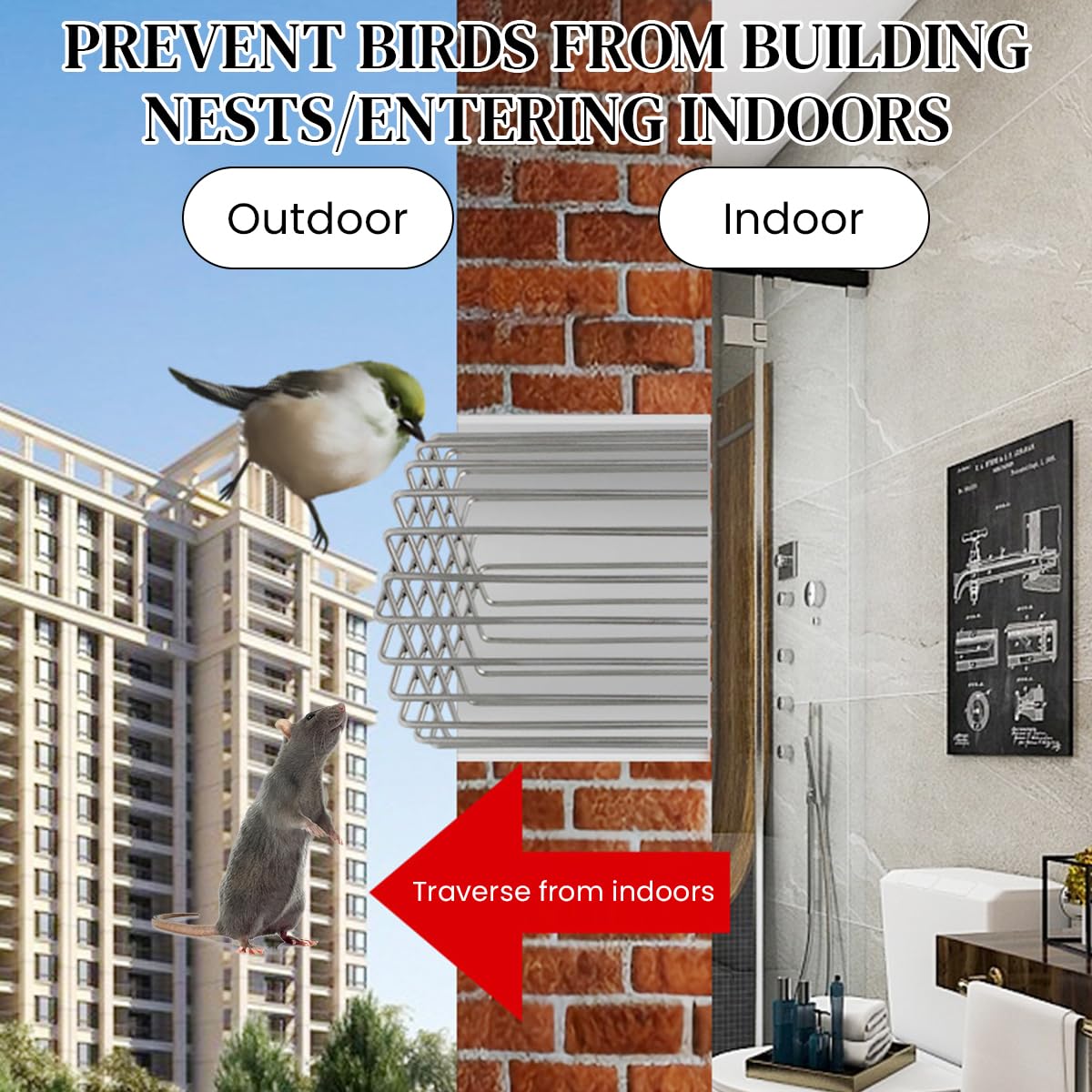 HASTHIP Drain Pipe Rat Stopper for 70mm Pipes with Anti-Rat Grid and 304 Stainless Steel | Rust Resistant Outdoor Drain Guard