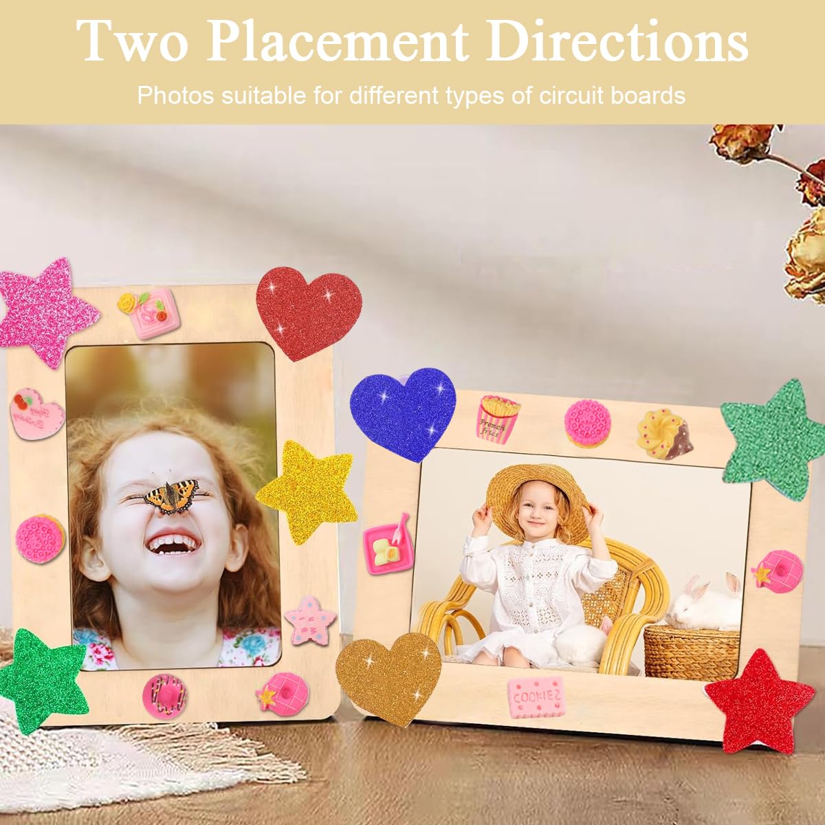 HASTHIP Wooden Photo Frame Kit for DIY Crafts with 6 Frames and 30 3D Decals | Eco Wood