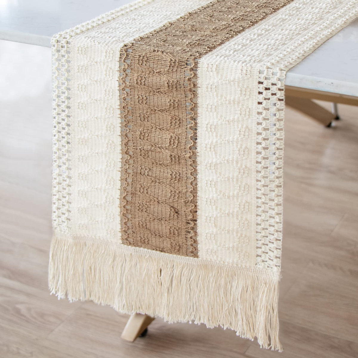 HASTHIP® Rustic Linen Tablecloth,Bohemian Style Natural Fabric Table Cover for Dining Table,Washable Decorative Cloth for Kitchen Wedding Party Farmhouse Décor