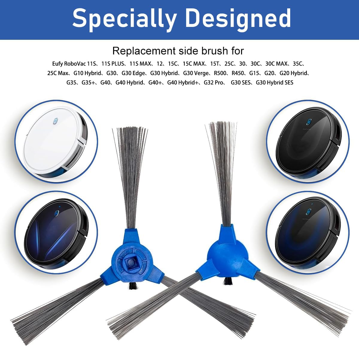 HASTHIP Replacement Side Brushes for Eufy RoboVac 11S 30 15C | Set of 4 Easy Install Parts
