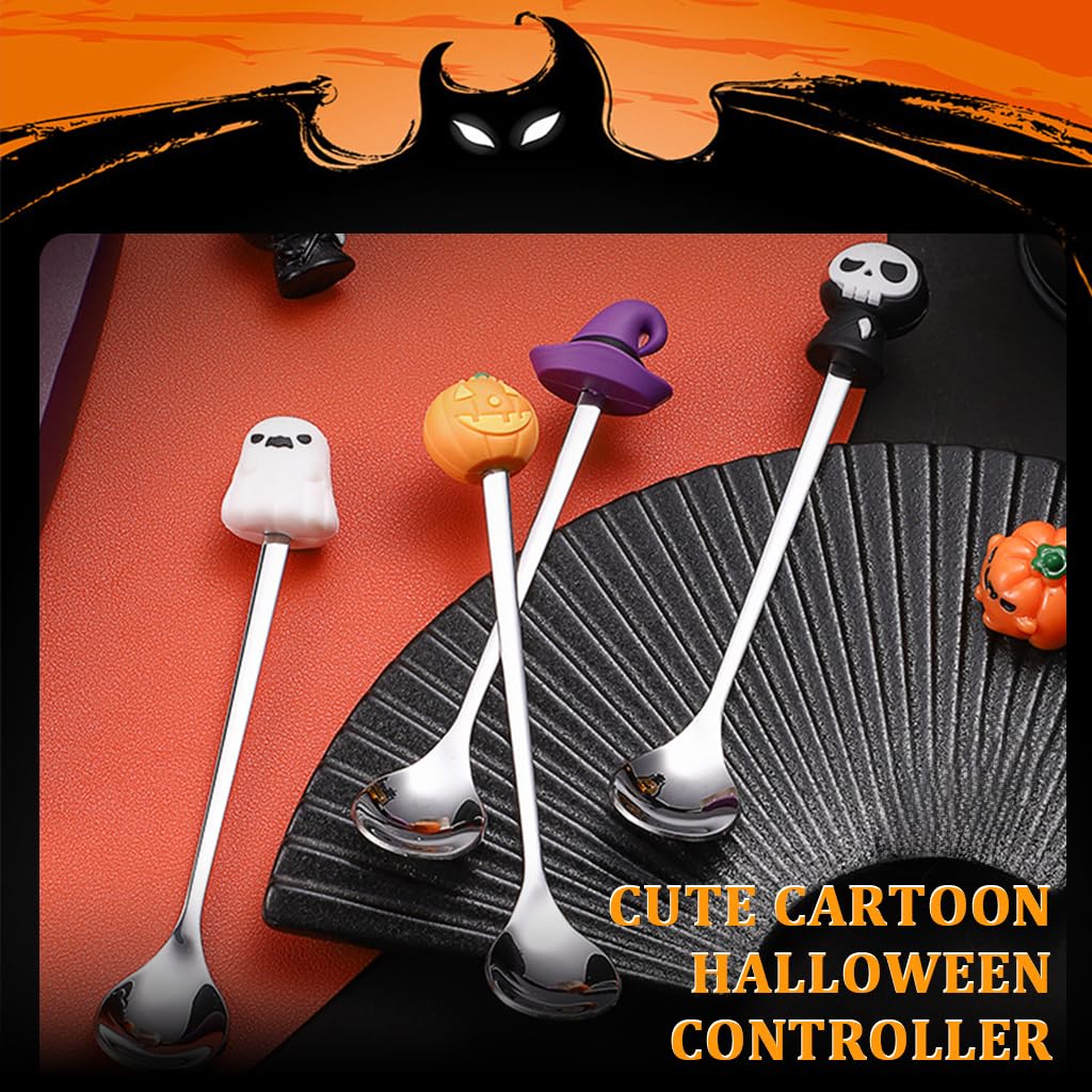 HASTHIP Halloween Coffee Spoons for Festive Drinks and Desserts | 4PCS Stainless Steel Set