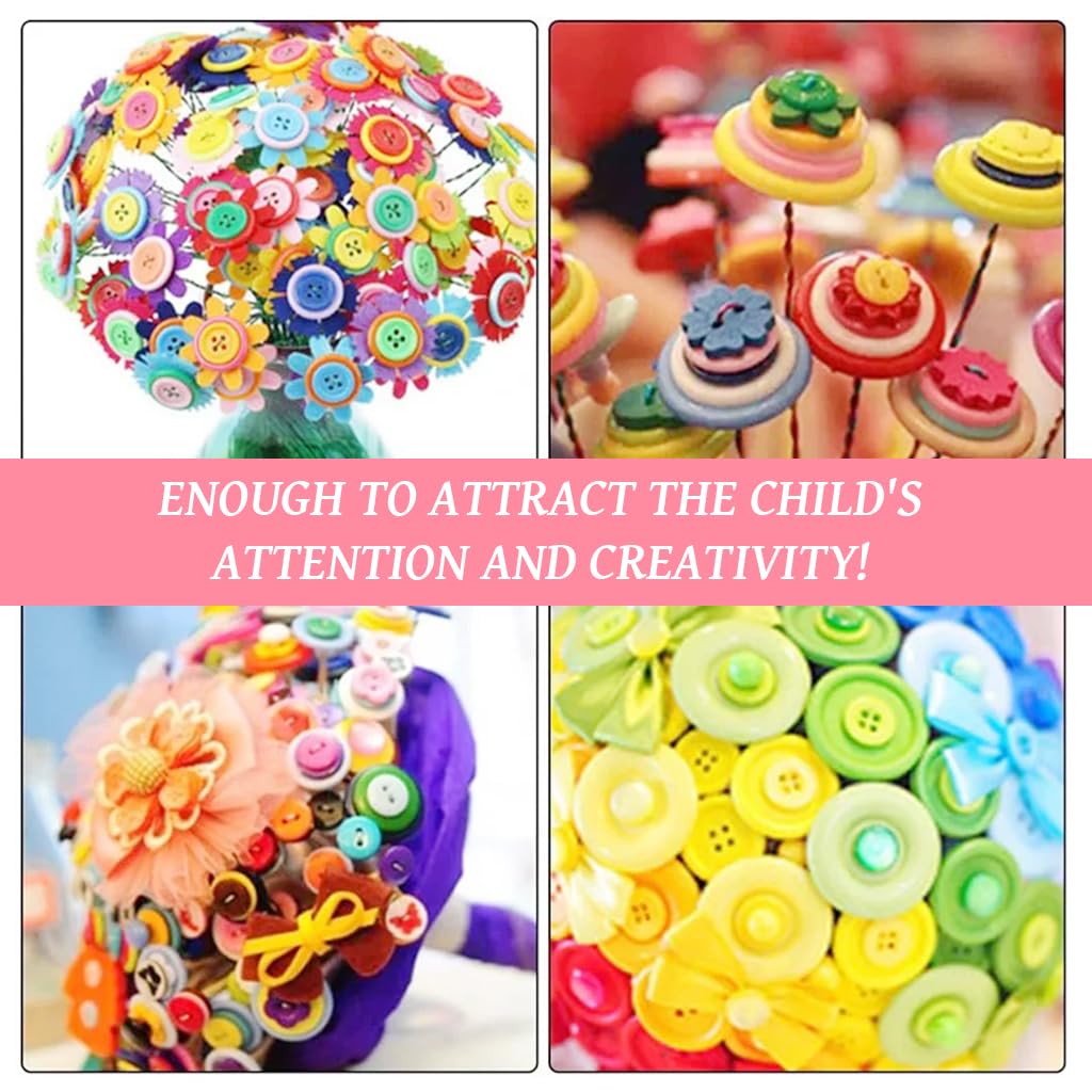 HASTHIP Sewing Buttons for Crafts and Clothes 300 pcs featuring Assorted Shapes | Resin Round Candy Colors for DIY Projects