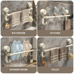 HASTHIP Towel Holder for Bathroom 50×15 cm with Dual Hooks featuring Suction Cup Mount | Carbon Steel Rustproof Organizer