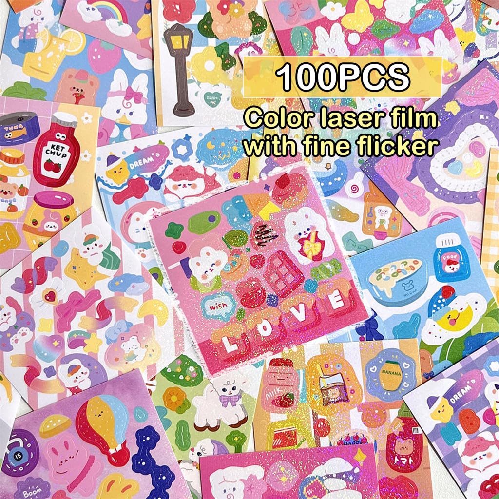 HASTHIP Kawaii Stickers for Scrapbooking and DIY Crafts featuring 100 Sheets 6x6cm | Multicolor Decorative Decals