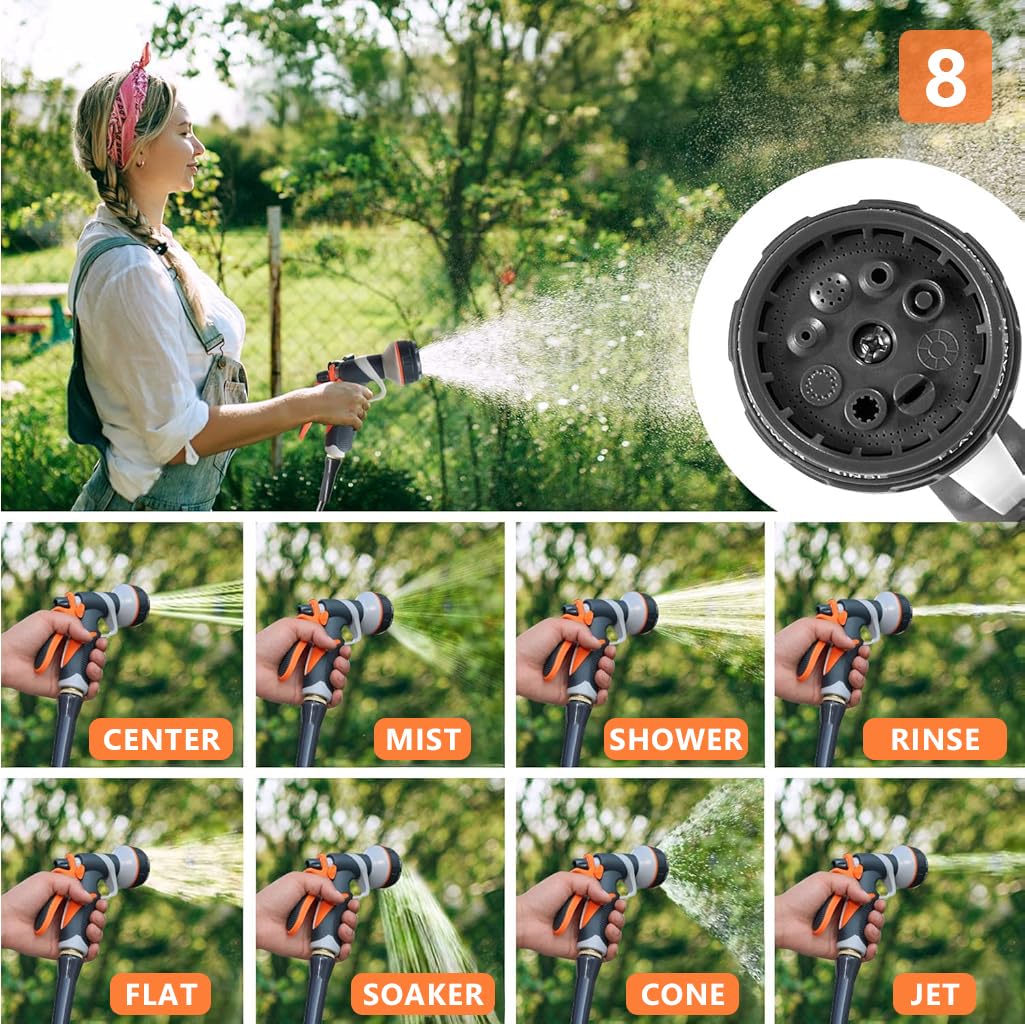 HASTHIP Garden Hose for Lawn and Car Washing with 8 Spray Modes and 25ft Stainless Steel Flexibility