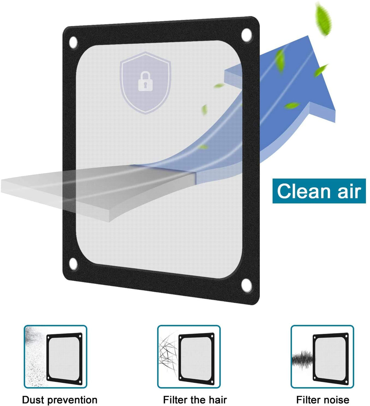 HASTHIP Desktop Mesh Fan Filter for 120mm PC Case featuring Wave Folded Aluminum and Stainless Mesh | Easy to Clean Dust Guard