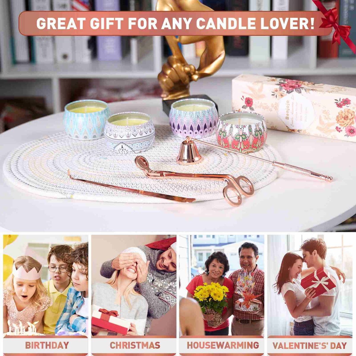 HASTHIP Candle Accessory Set with 17 cm Wick Trimmer and Curved Dipper for Scented Lovers | Stainless Steel 3 in 1 Tools
