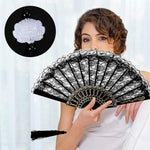 HASTHIP Hand Fan for Ladies with Black Lace Tassel and Folding Bamboo Frame | Elegant Chinese Style Gift