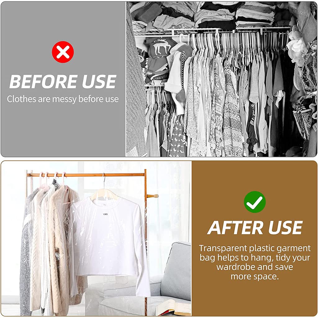 HASTHIP Plastic Hanging Garment Bag for Wardrobe Storage with Hanger Hole | 30pcs 23.6 x 35.4 in Transparent Dustproof Covers