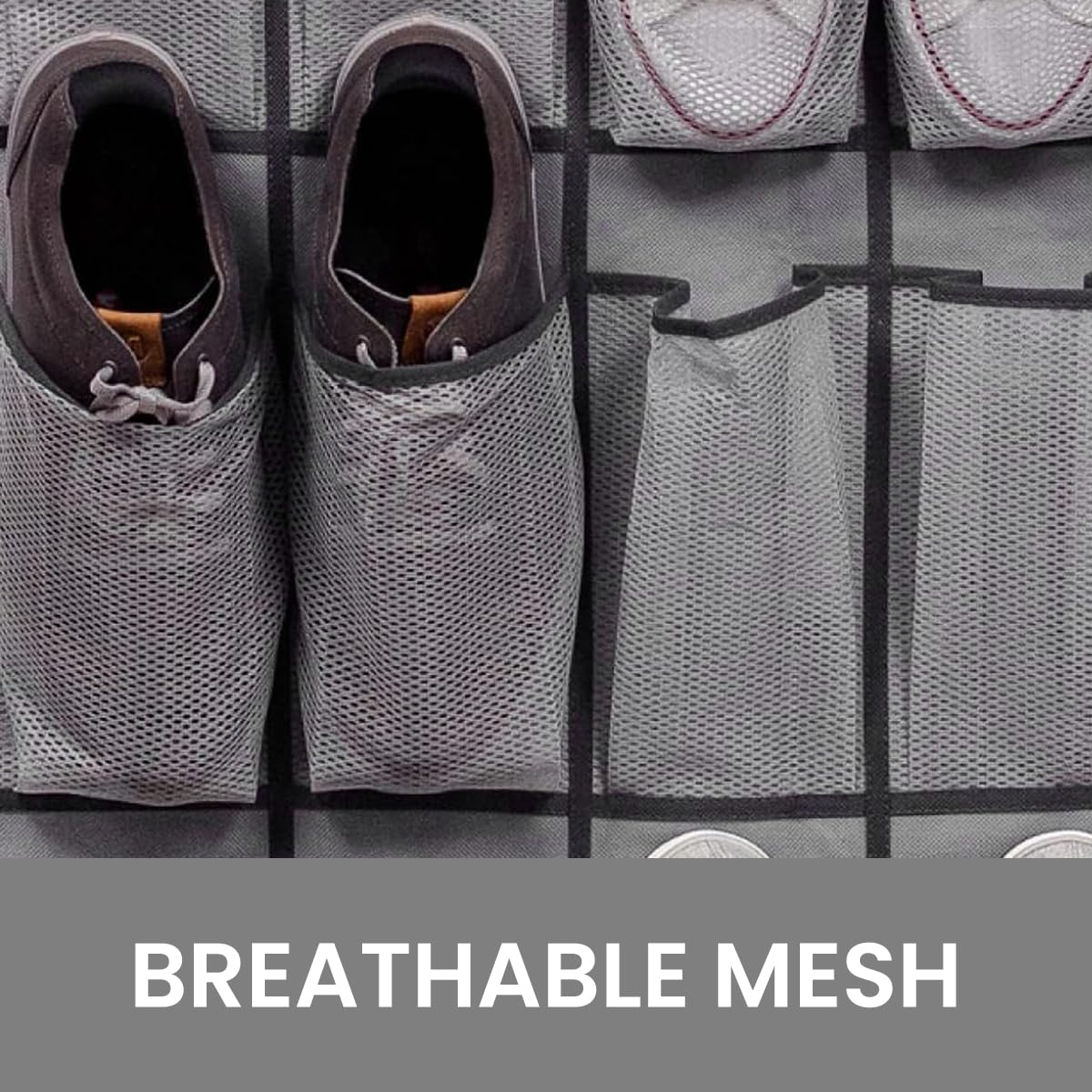 HASTHIP Over The Door Shoe Organizer for Closet and Entryway with 24 Mesh Pockets | 4 Hooks