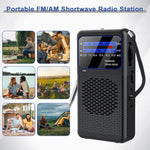 HASTHIP® Radio de Bolsillo con Luz, Radio Exterior FM/AM/SW de 3 Bandas, Toma para Auriculares de 3.5mm, Pantalla LCD, Mini Radio para Camping, Viajes y Emergencias, Funciona con Pilas (Sin Batería)