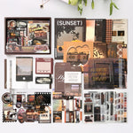HASTHIP Vintage Scrapbooking Stickers Gift Set for DIY Journals with A6 Notebook and 160x212mm Portable Box | Brown Time-Themed Stationery