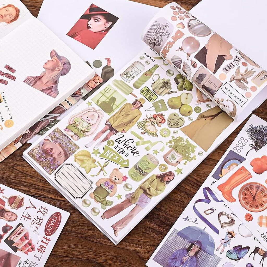 HASTHIP Vintage Washi Stickers for Scrapbooking and Journaling with 50 A5 Sheets | Tear and Adhere Design