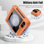 HASTHIP® Brand Case for Samsung Galaxy Z Flip 6, One-Piece Retractable Hinge Cover with Cut-Out Outer Display, Shockproof Anti-Slip Protective Fashion Phone Case, Orange