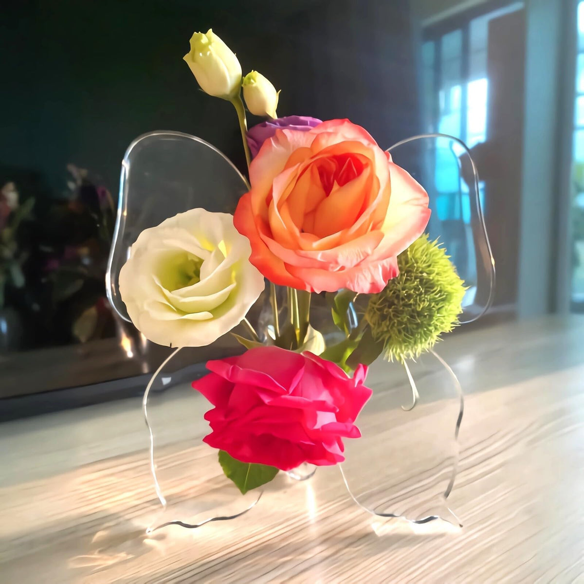 HASTHIP Clear Acrylic Butterfly Vase for Home and Office Decor | Hydroponic Flower Display