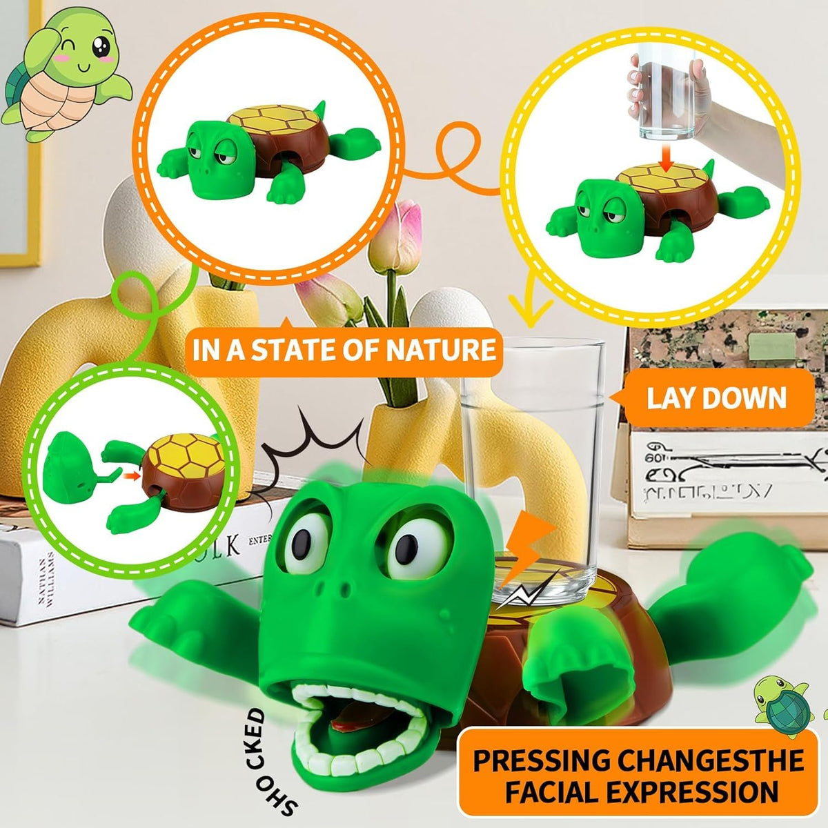HASTHIP Turtle Coaster for Desk and Home with Anti Slip Turtle Shell Design | 17.5x12.5x5 cm Heat Resistant ABS Holder