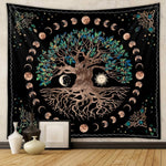HASTHIP Tree of Life Tapestry for Bedroom with Moon Phases Artwork 51x59 in | Washable Polyester Wall Hanging
