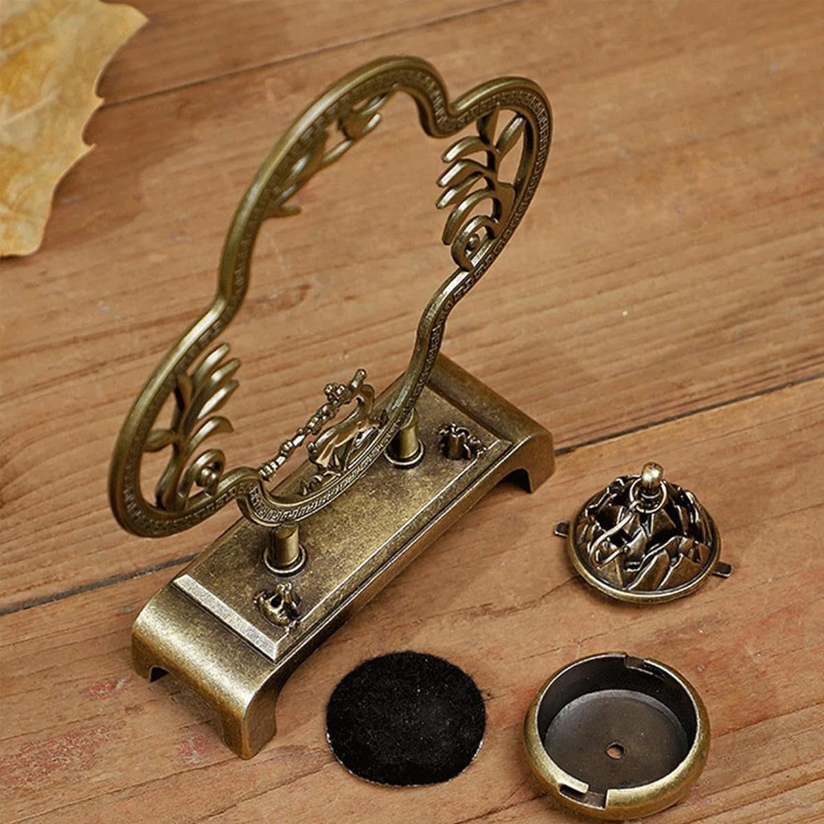 HASTHIP Incense Burner for Yoga and Meditation with Hanging Cone Holder and Alloy Design | Vintage Carved Zen Home Decor