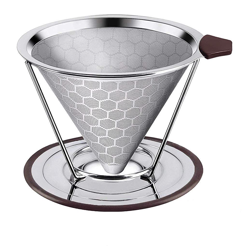 HASTHIP Filter Coffee Maker 800 Mesh for Rich Flavor with Dual Filter 304 Stainless Steel | Easy Clean Paperless Dripper