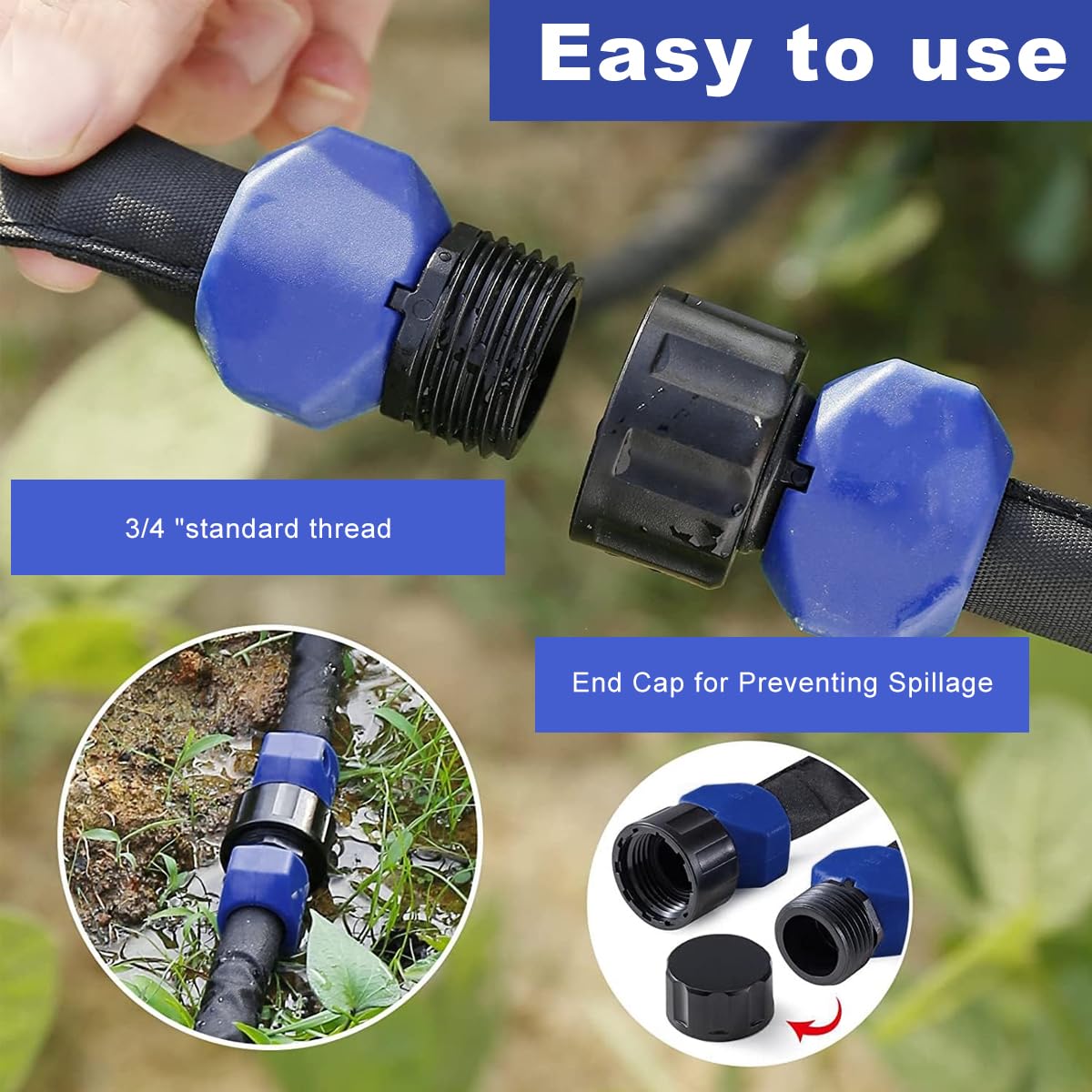 HASTHIP® Garden Hose 49.2Ft PVC Soaker Hose with High Density Polyester Webbing Wrap Universal Garden Soaker Hose Penetration Hose Porous Weep Hose for Gardening, Watering Garden Beds, Irrigation