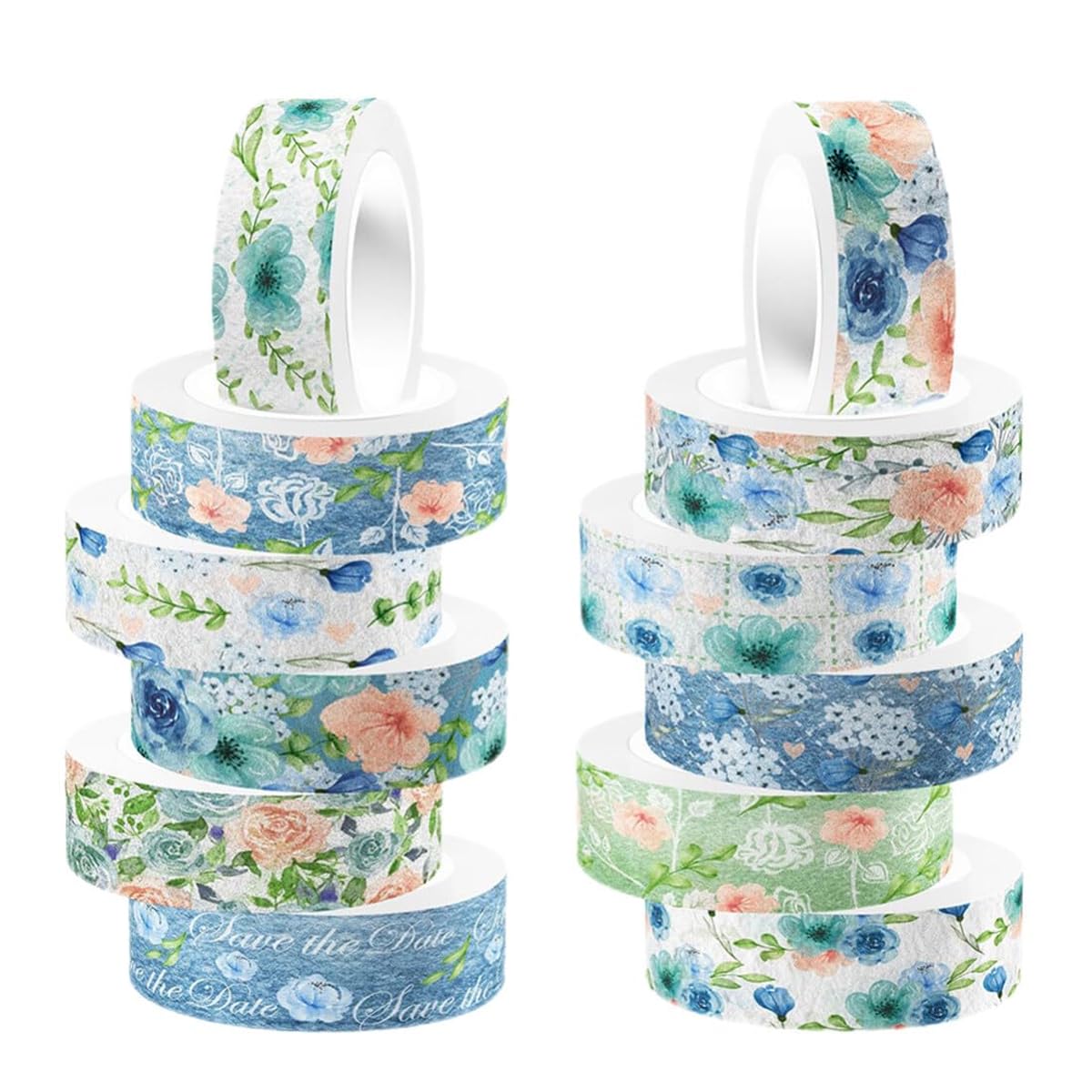 HASTHIP Washi Tape for Scrapbooking and DIY Crafts featuring 12 Rolls 0.59 in x 16.4 ft Floral Prints