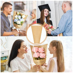 HASTHIP Flower Wrapping Paper for Bouquets with Transparent Front and 20Pcs Brown Print | Ideal for Florists and Weddings