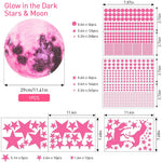 HASTHIP Glow in The Dark Unicorn Wall Decals for Kids Room with 893 Stickers | Luminous Pink Moon and Stars Decor