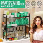 HASTHIP Over The Sink Dish Drying Rack 33.5x10x31.9 in with Double Layer Shelf | Stainless Steel Kitchen Organizer