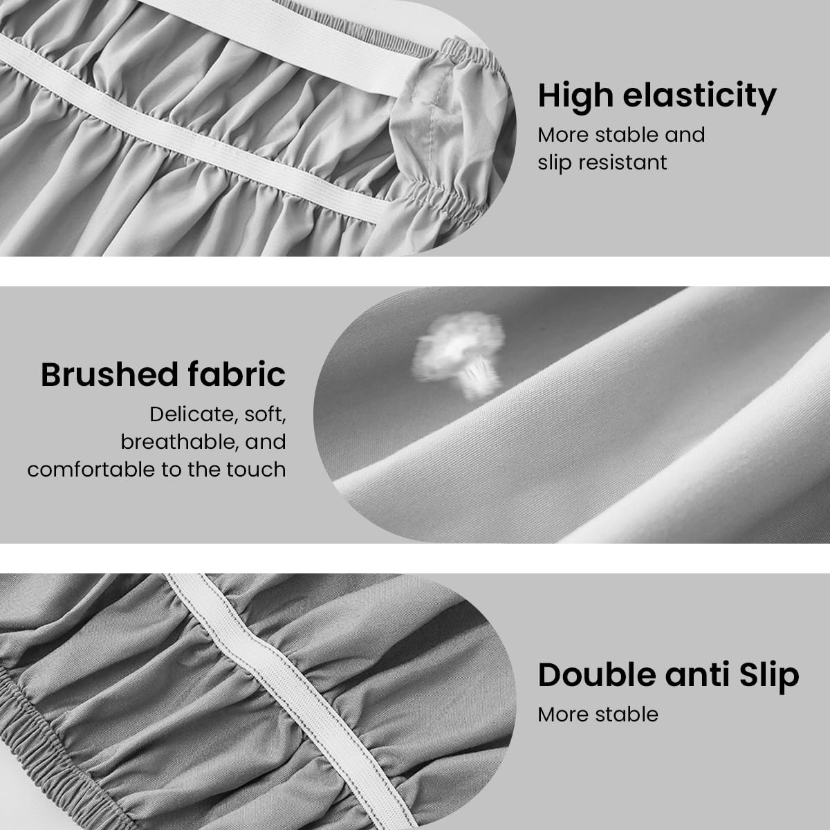 HASTHIP Bed Skirt for Single Bed 75x39 Inches with 15 Inch Drop and Pleated Ruffled Design | Grey Polyester Cotton Dust Cover