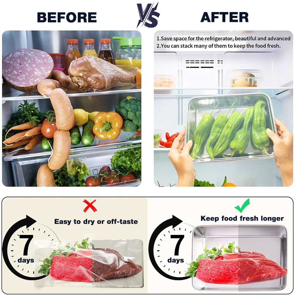 HASTHIP Stainless Steel Food Containers Set for Freezer and Outdoor Use with Clear Leak Proof Lids | 3 Sizes 650ml 1100ml 1700ml