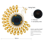 HASTHIP Peacock Metal Wall Clock for Home Décor with Silent Quartz Movement and 15 Inch Design