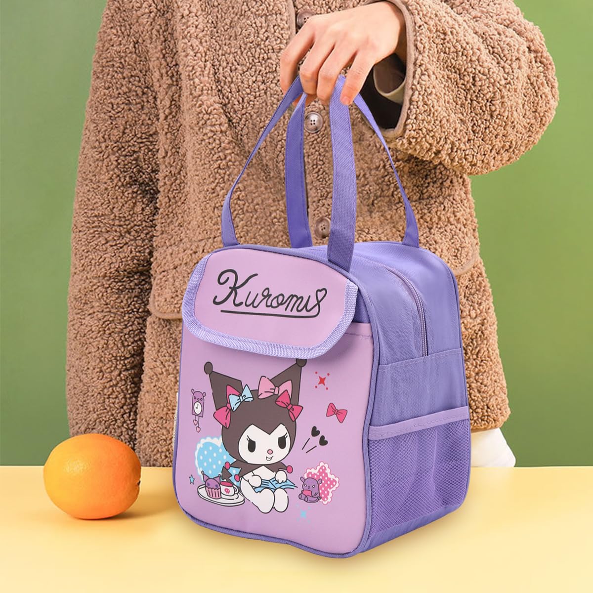 HASTHIP Kuromi Lunch Box Bag for School Work and Picnic | Adorable Kawaii 3PCS Set