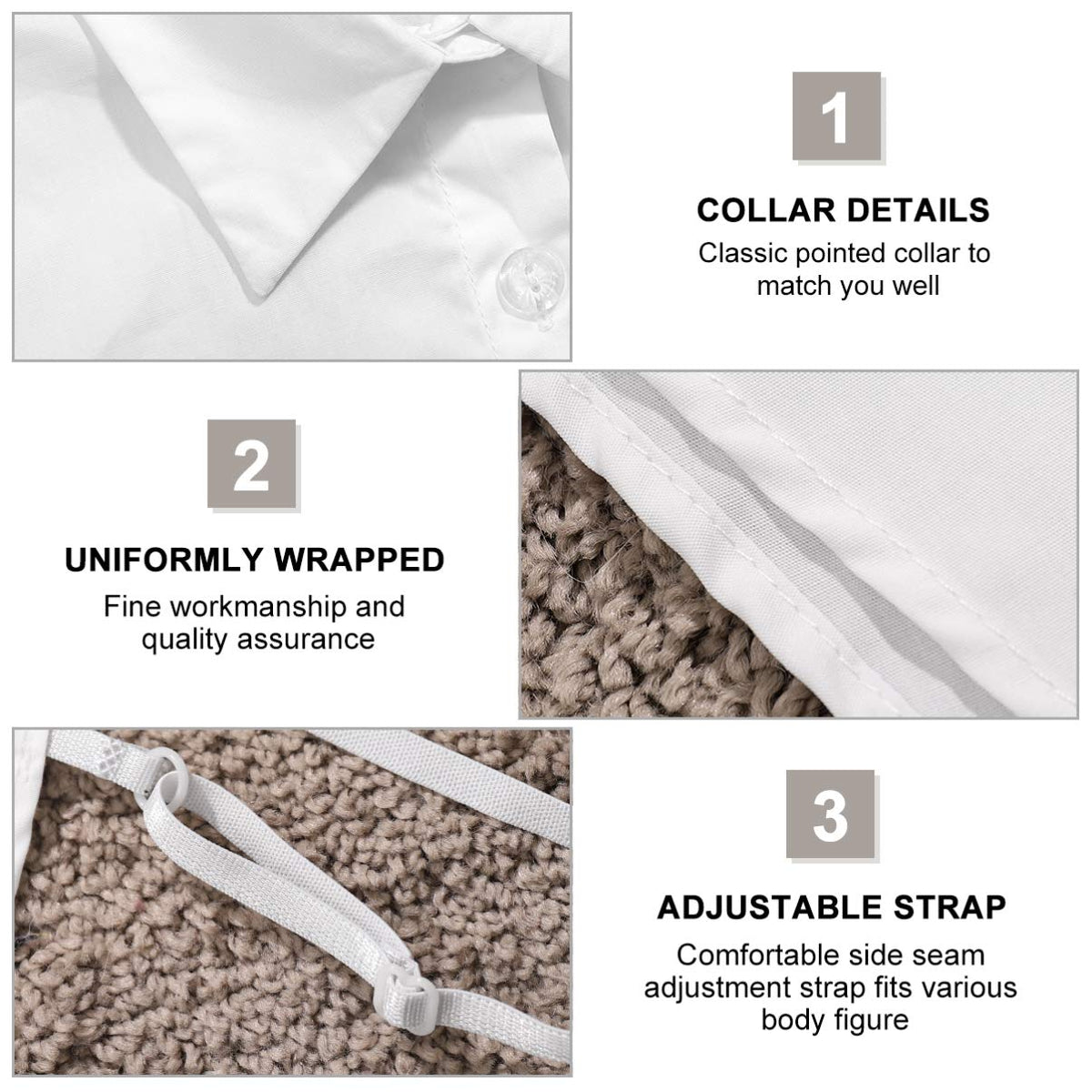 ZIBUYU® Women Detachable Collar White Cotton Half Shirt Detachable False Shirt Collar Women and Girls (Free Size)