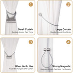HASTHIP Curtain Tiebacks for Drapes with Strong Magnetic Hold 48cm Rope | Silvery Decorative Holdbacks