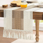 HASTHIP Table Runner for Centre Table with Tassels 12x72 in Beige and White Macrame | Rustic Farmhouse Decor