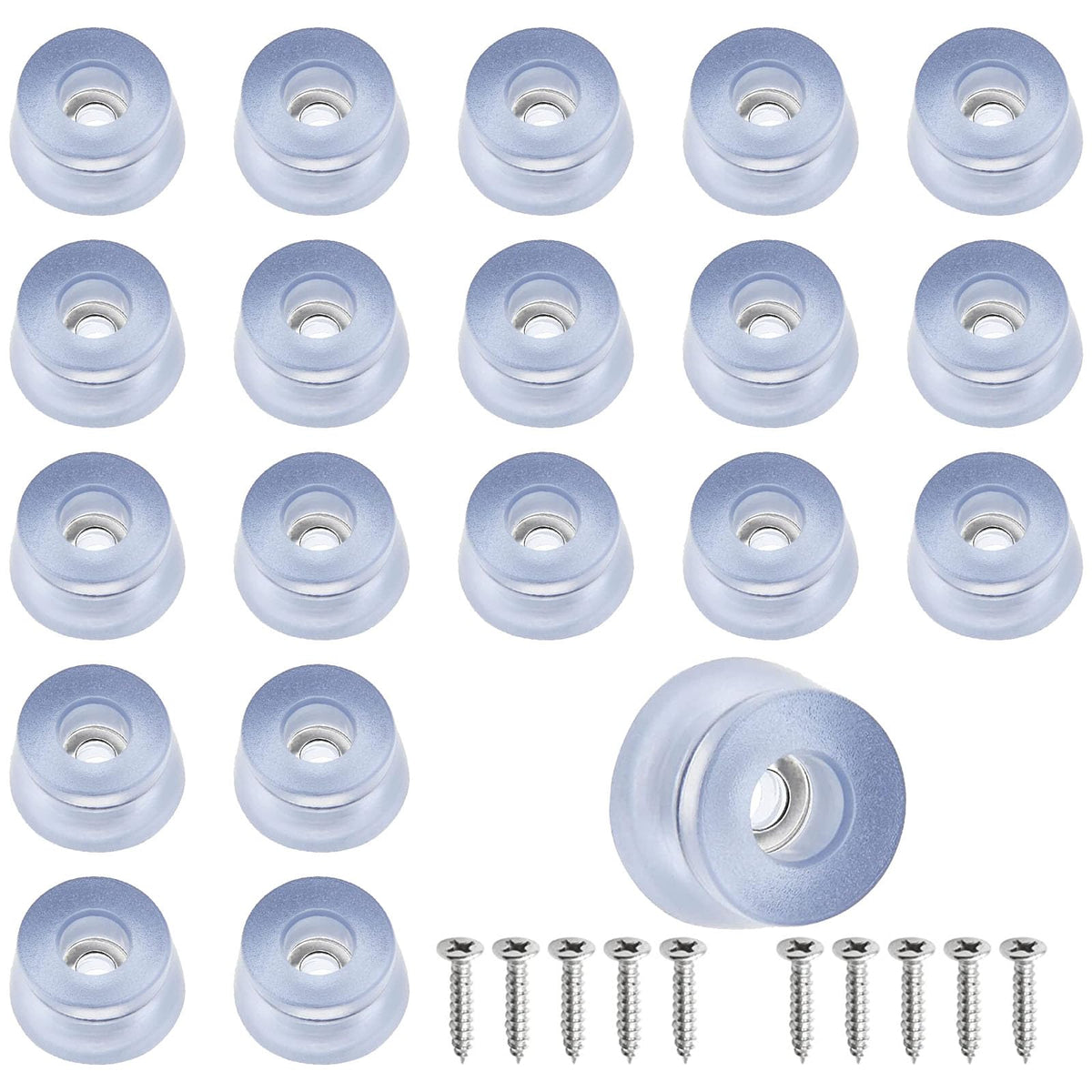 HASTHIP® 20Pcs Transparent Rubber Cutting Board Feet, Clear Round Non-Slip Bumpers Pads with Screws, Soft Rubber Feet Pads for Furniture, Electronics, Cabinets and Home Repair, 0.47in H x 1.06in D