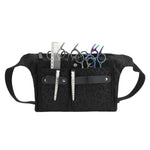 HASTHIP® Bolsa de Tijeras de Peluquero,Estuche Cintura Lona para Barbero,Funda Profesional para Herramientas Peluquería con Cinturón Ajustable Diseño Leopardo Negro