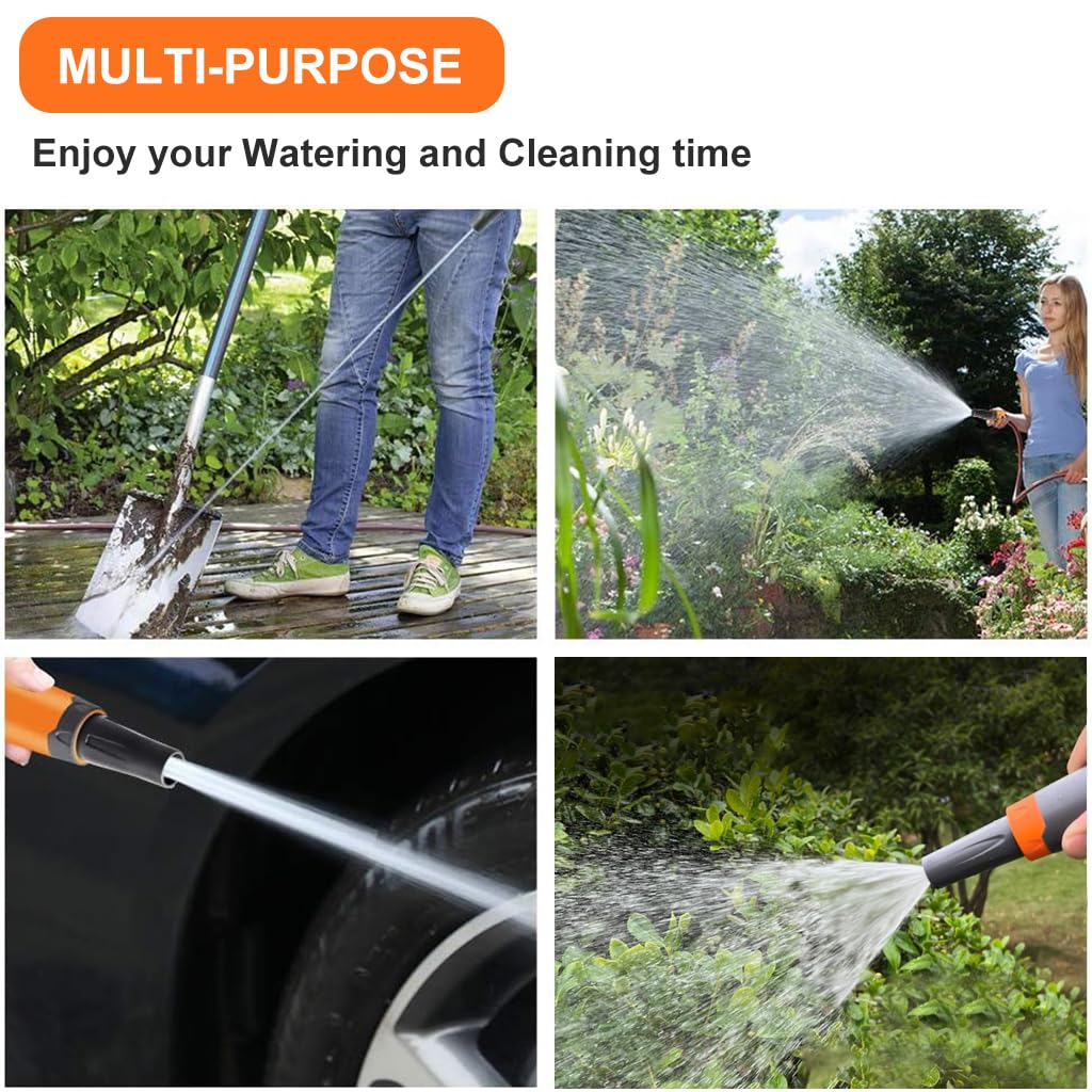 HASTHIP® Garden Hose Spray Nozzle Kit Pressurized Water Spray Nozzle with 3 Connectors Multi Purpose Spray Nozzle with 3 Spray Patterns Universal Sprayer Head for Car Washing, Gardening, Watering