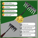 HASTHIP® 8-Tooth Garden Rake, Manganese Steel Hand Rake with Wooden Handle, 30cm Small Gardening Lawn Rake for Soil Loosening, Weeding & Leaf Collecting