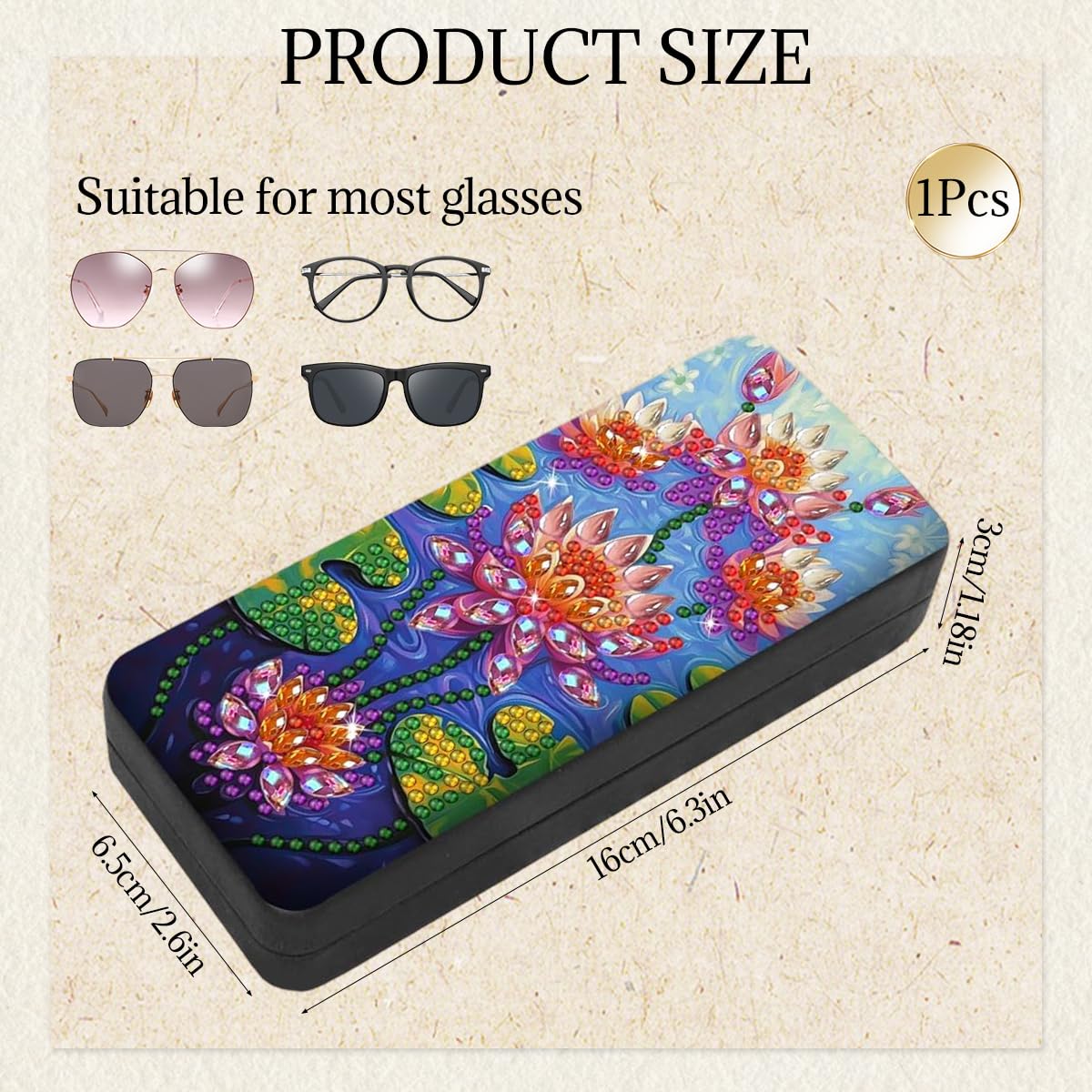 HASTHIP Flower Diamond Art Kits for Adults with Special Shaped Rhinestones | DIY Eyeglasses Case Painting Set for Beginners