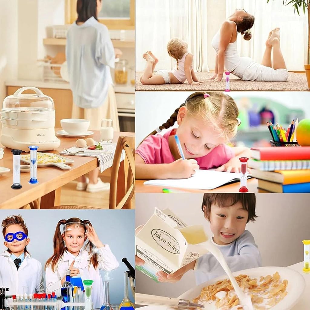 HASTHIP® 12 Pack Hour Glass Sand Timer Small Sand Clock Hourglass Kids Classroom Sandglass, 30Sec 1Min 2Mins 3Mins 5Mins 10 Minutes - 3.4in High