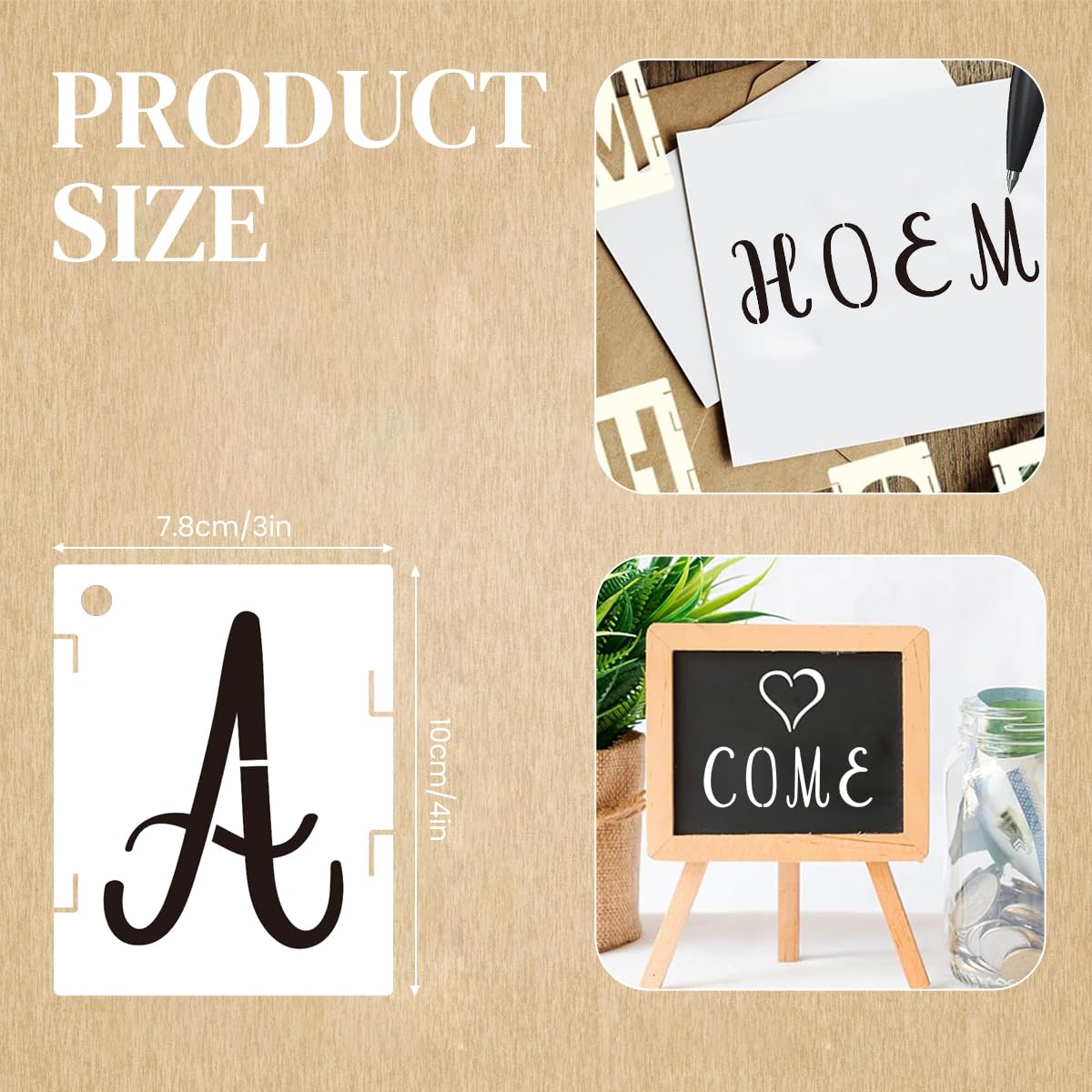 HASTHIP Alphabet Letter Stencils for DIY Painting with 42Pcs Interlocking PET Templates