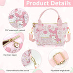 HASTHIP® Melody Hand Bag Kawaii Sanrio Small Tote Bag for Girls Pink Melody Shoulder Small PU Tote with Removable Shoulder Strap Crossbody Christmas Gift for Girls Birdthday Gift,16x7x22cm
