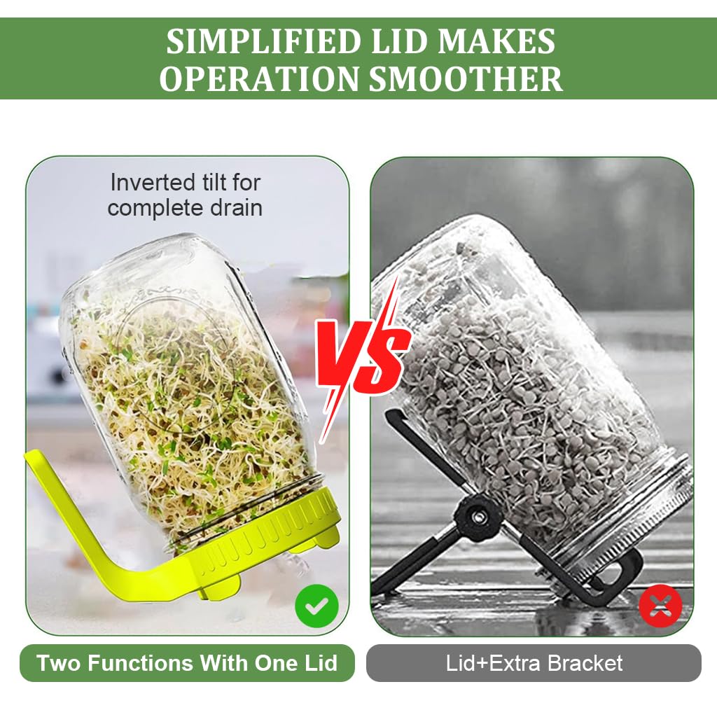 HASTHIP Sprouting Mason Jar for Homemade Edible Seeds with 32 oz Glass Body and Ventilated Mesh Lid | Includes PP Handle