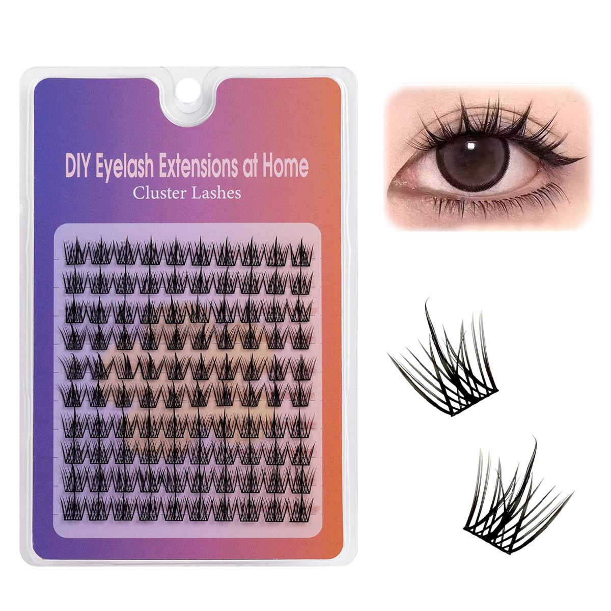 HASTHIP® 100PCS Lash Clusters Wispy Eyelash Clusters 11mm Cluster Eyelash Extensions Natural Volume Lash Extensions DIY Individual Lashes Cluster Extensions At Home