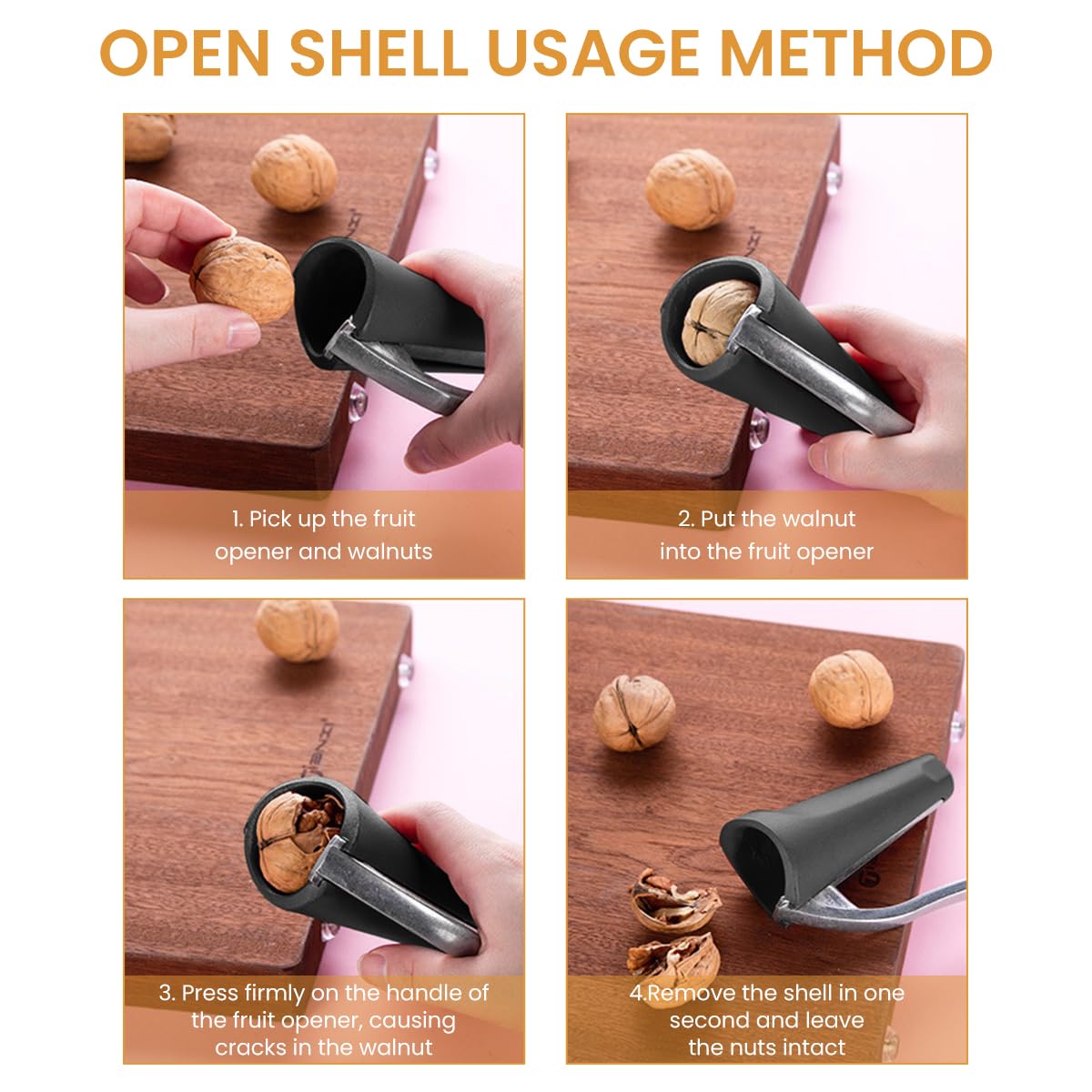 HASTHIP Nutcracker for Walnuts and Hazelnuts with Cone Container | 2PCS Lever Handle Tool